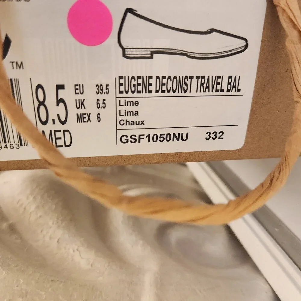 GENTLE SOULS Eugene Lime Leather Travel Ballet Flats. NIB. Size: Various